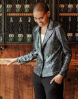 Shimmer Sequin - Modern Button Blazer - Gunmetal - Limited Sizes