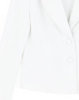 Sequin Knit - Modern Button Blazer - Ivory