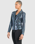 Shimmer Sequin - Modern Button Blazer - Gunmetal - Limited Sizes