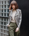 Liquid Leather™ Textured Biker Jacket - Crocodile