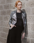 Metallic Liquid Leather™ Textured Biker Jacket - Gunmetal Silver