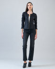 Liquid Leather™ Ruched Detail Jacket - Black