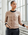 Liquid Leather™ Ruched Detail Jacket - Taupe - Final Sale - Clara Sunwoo