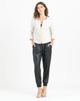 Liquid Leather™ Ruched Detail Jacket - Ivory - Final Sale!