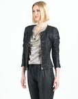 Liquid Leather™ Ruched Detail Jacket - Black