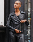 Liquid Leather™ Sheen Moto Zip Jacket - Black