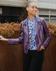Liquid Sheen™ - Plush Moto Zip Jacket - Plum - Limited Sizes!