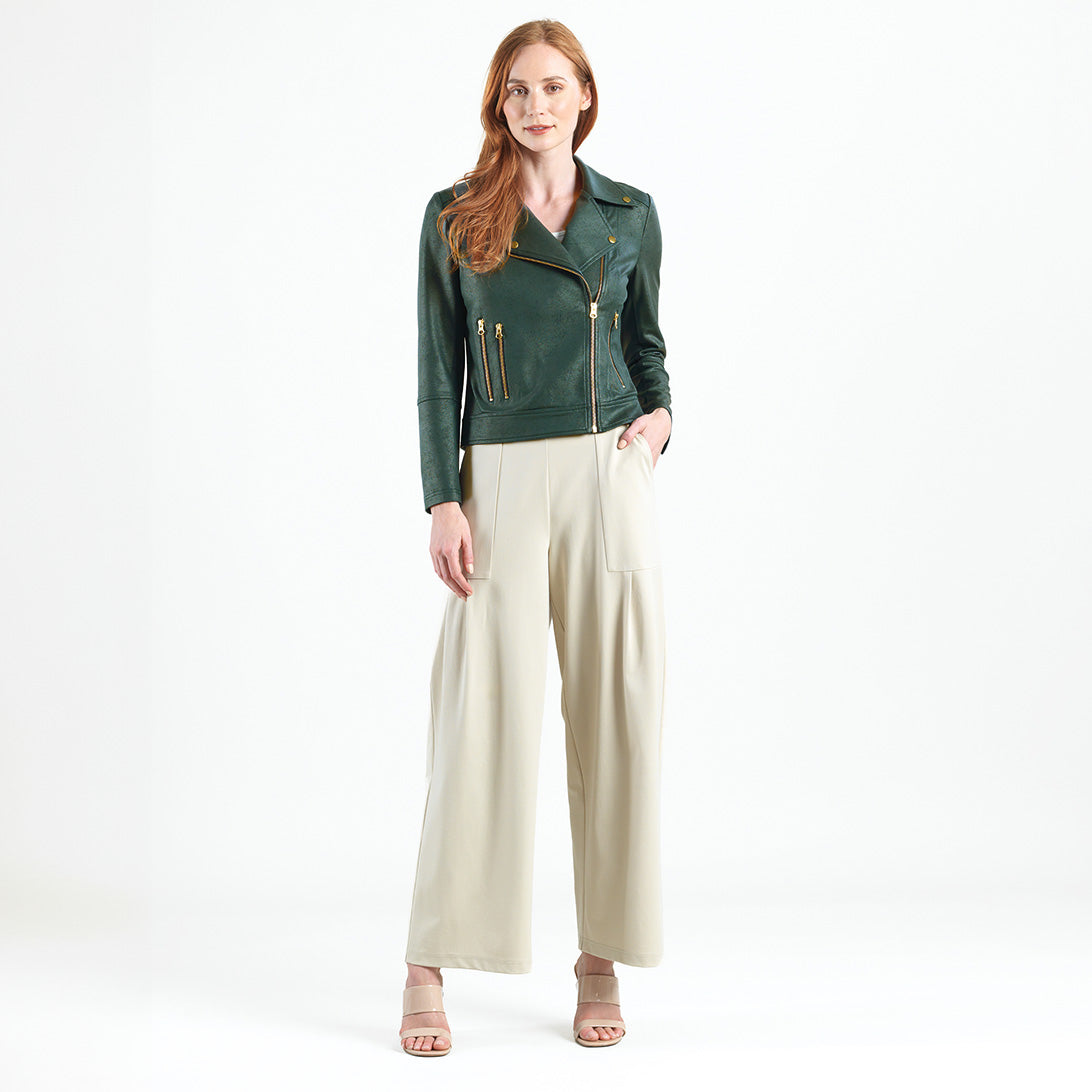 Liquid Leather™ Moto Zip Jacket - Hunter Green – Clara Sunwoo