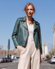 Liquid Leather™ Moto Zip Jacket - Hunter Green - Final Sale