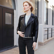 Liquid Leather™ Sheen Moto Zip Jacket - Black - Final Sale