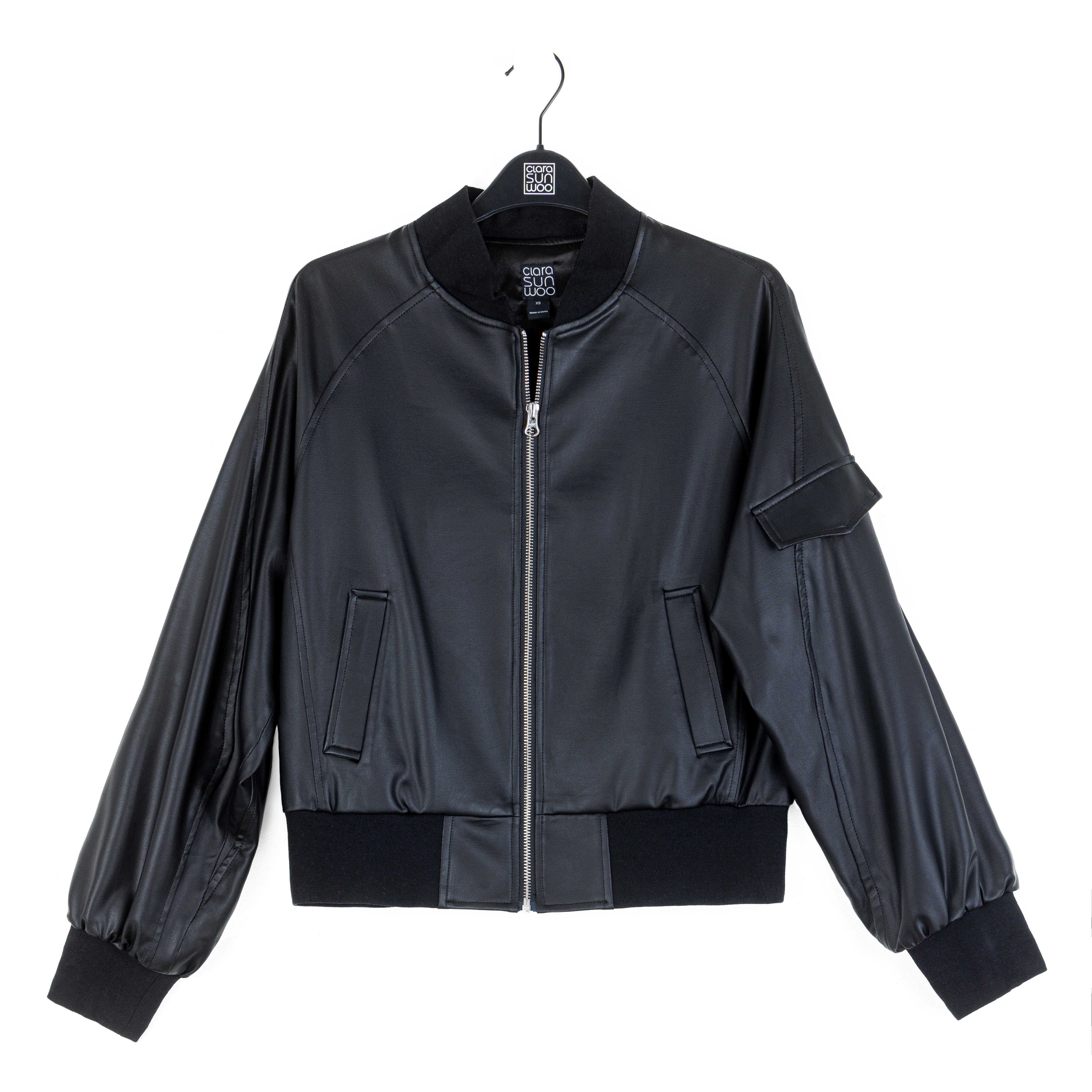 Liquid Leather™ Classic Bomber Jacket - Black – Clara Sunwoo