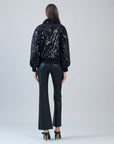 Crushed Faux Fur - Shimmer Embellished Bomber Jacket - Black - Limited Edition!