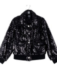 Crushed Faux Fur - Shimmer Embellished Bomber Jacket - Black - Limited Edition! - Clara Sunwoo