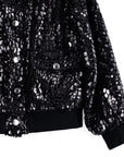 Crushed Faux Fur - Shimmer Embellished Bomber Jacket - Black - Limited Edition! - Clara Sunwoo