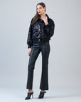 Crushed Faux Fur - Shimmer Embellished Bomber Jacket - Black - Limited Edition!