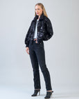 Crushed Faux Fur - Shimmer Embellished Bomber Jacket - Black - Limited Edition!