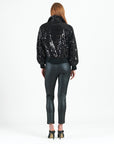 Crushed Faux Fur - Shimmer Embellished Bomber Jacket - Black - Limited Edition! - Clara Sunwoo
