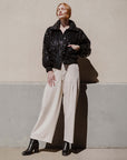 Crushed Faux Fur - Shimmer Embellished Bomber Jacket - Black - Limited Edition! - Clara Sunwoo