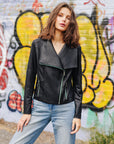 Liquid Leather™ Drape Neck Zip Jacket - Black