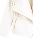 Liquid Leather™ Drape Neck Zip Jacket - Ivory