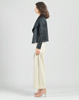 Liquid Leather™ Drape Neck Zip Jacket - Black