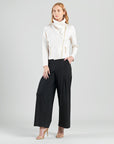 Liquid Leather™ Drape Neck Zip Jacket - Ivory