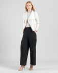 Liquid Leather™ Drape Neck Zip Jacket - Ivory