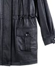 Liquid Leather™ Drawstring Waist Utility Jacket - Black