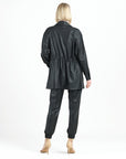 Liquid Leather™ Drawstring Waist Utility Jacket - Black