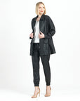 Liquid Leather™ Drawstring Waist Utility Jacket - Black