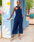 Grecian Halter Pocket Jumpsuit - Navy - Final Sale!