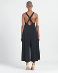 V-Neck Cross Back Jumpsuit - Black