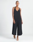 V-Neck Cross Back Jumpsuit - Black
