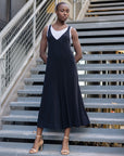 V-Neck Cross Back Jumpsuit - Black