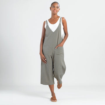 Linen Knit - Drop Waist Pocket Jumpsuit - Olive - Limited Sizes!