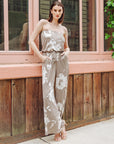 Crush Silk Knit - Tube Top Pocket Jumpsuit - Dreamy Floral-Taupe - Final Sale!