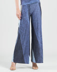 Silky Pleat Knit - Palazzo Pant - Lunar Stripe - Limited Sizes!