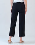 Relaxed Kick Front Slit Ankle Pant - Black