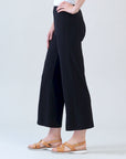 Relaxed Kick Front Slit Ankle Pant - Black