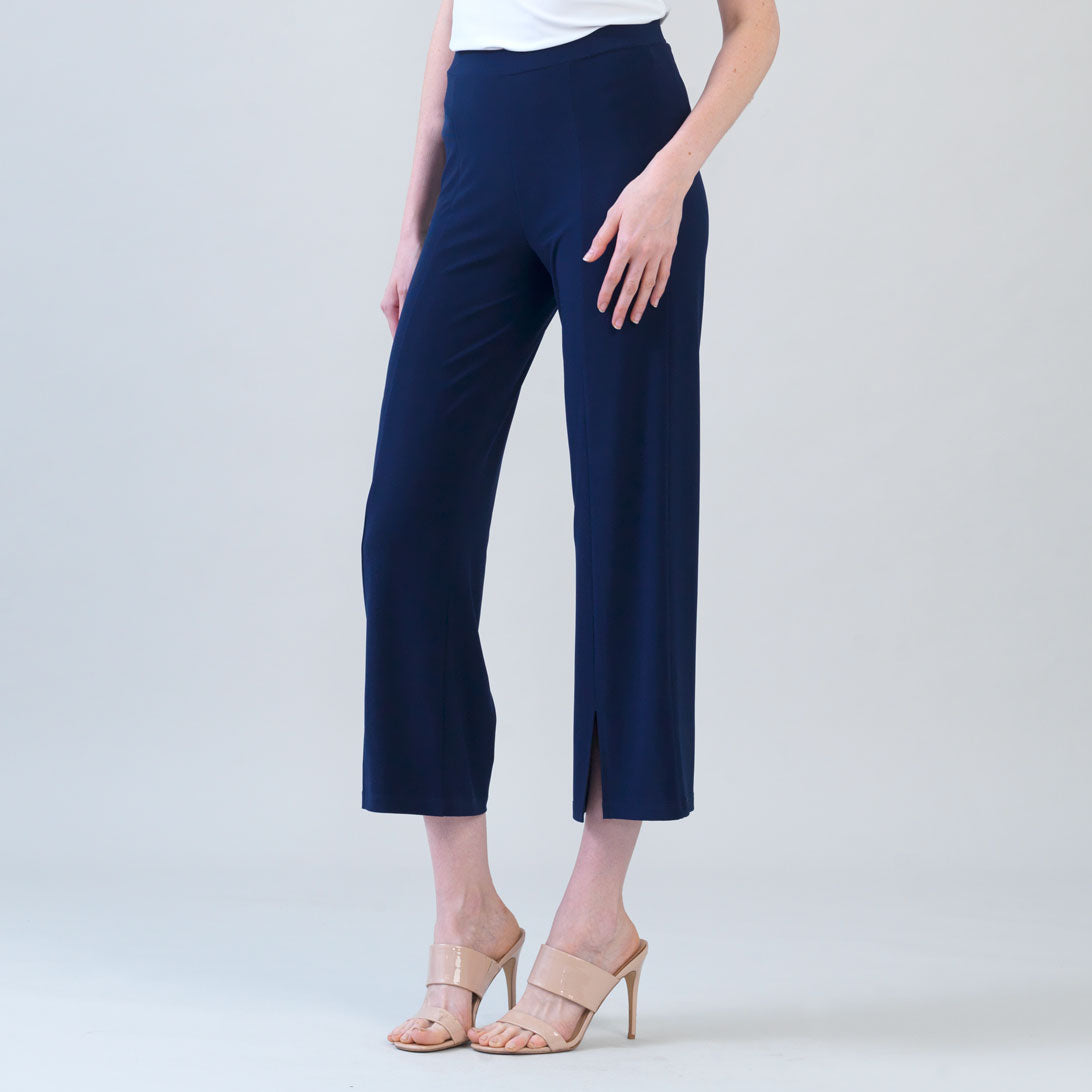 Relaxed Kick Front Slit Ankle Pant - Navy – Clara Sunwoo
