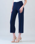 Relaxed Kick Front Slit Ankle Pant - Navy
