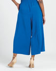 Soft Textured Rayon - Side Pocket Culotte Pant - Cobalt