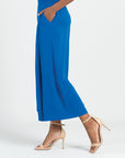 Soft Textured Rayon - Side Pocket Culotte Pant - Cobalt