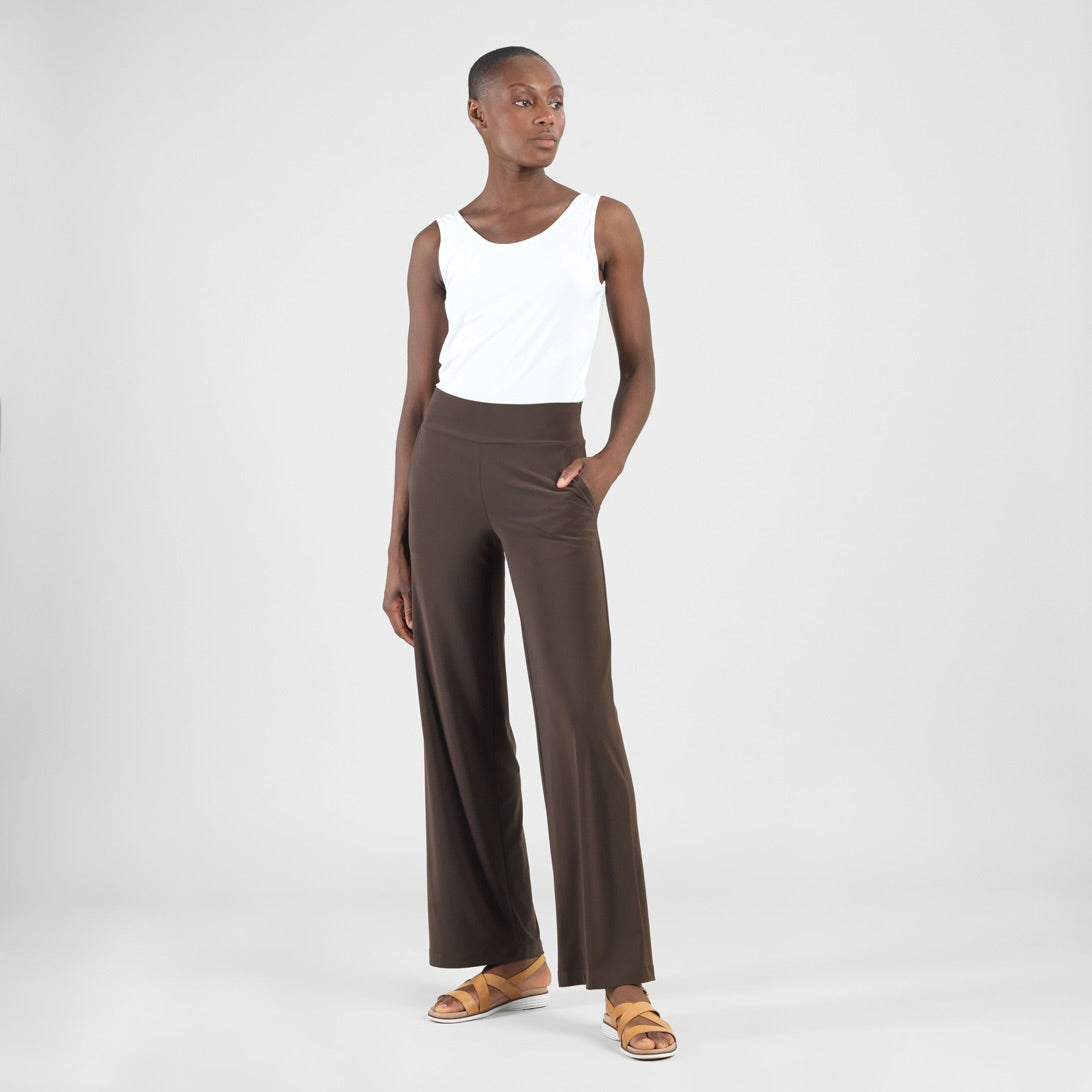 Signature Wide Leg Pocket Pant - Brown – Clara Sunwoo