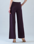 Lounge Knit - Wide Leg Pocket Pant - Eggplant