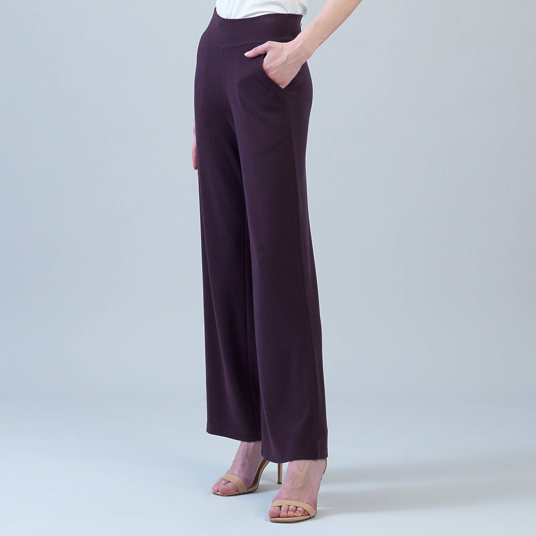 Lounge Knit - Wide Leg Pocket Pant - Eggplant – Clara Sunwoo