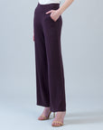 Lounge Knit - Wide Leg Pocket Pant - Eggplant