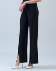 Kick Front High Slit Pant - Black