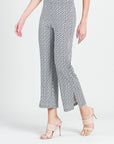 Butter Knit - Side Slit Ankle Pant - Greek Key