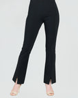 Ponte Knit - Kick Front Slit Pant - Black